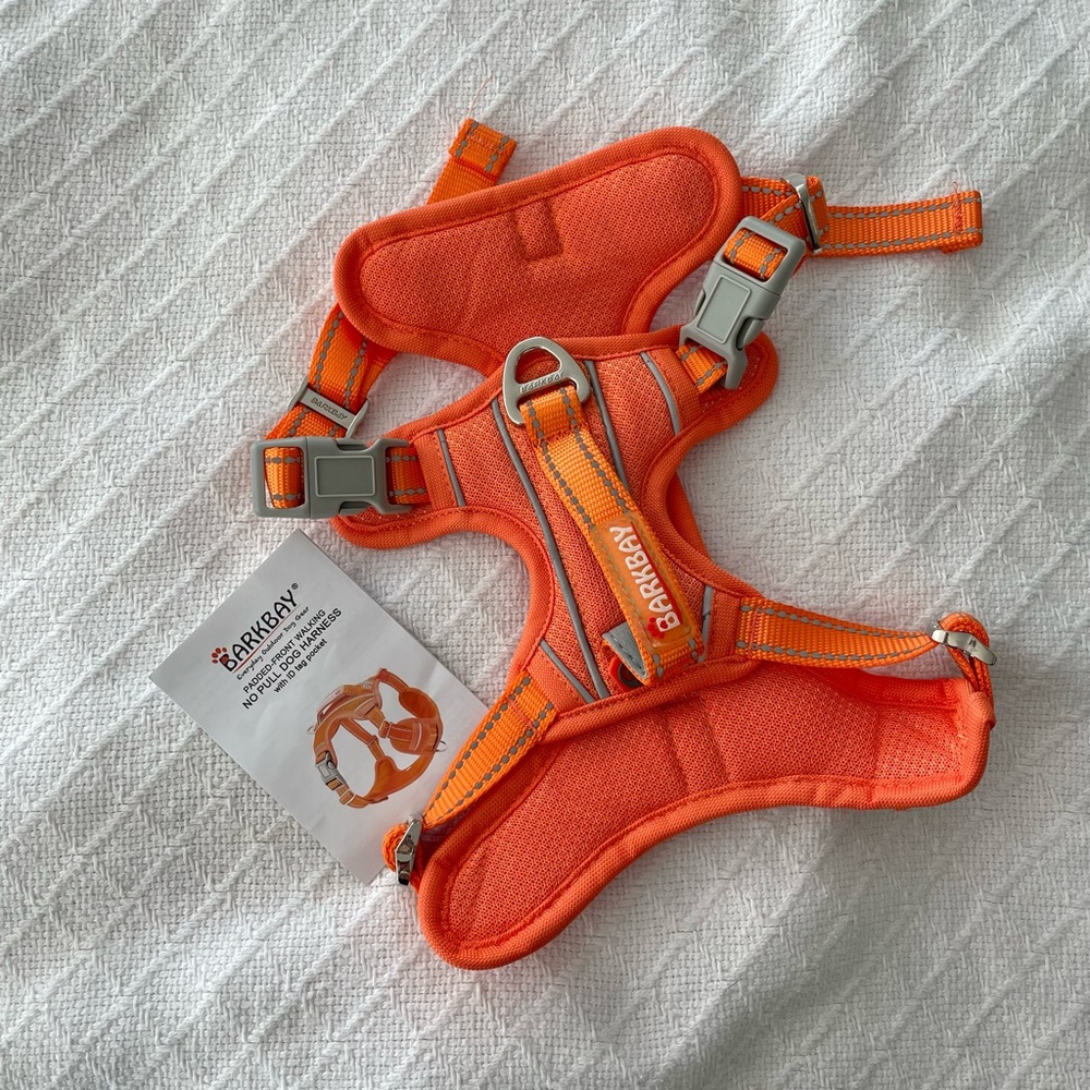 Barkbay fluorescent orange safety walking harness medium